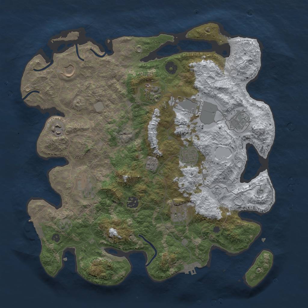 Rust Map: Procedural Map, Size: 3800, Seed: 369870, 19 Monuments