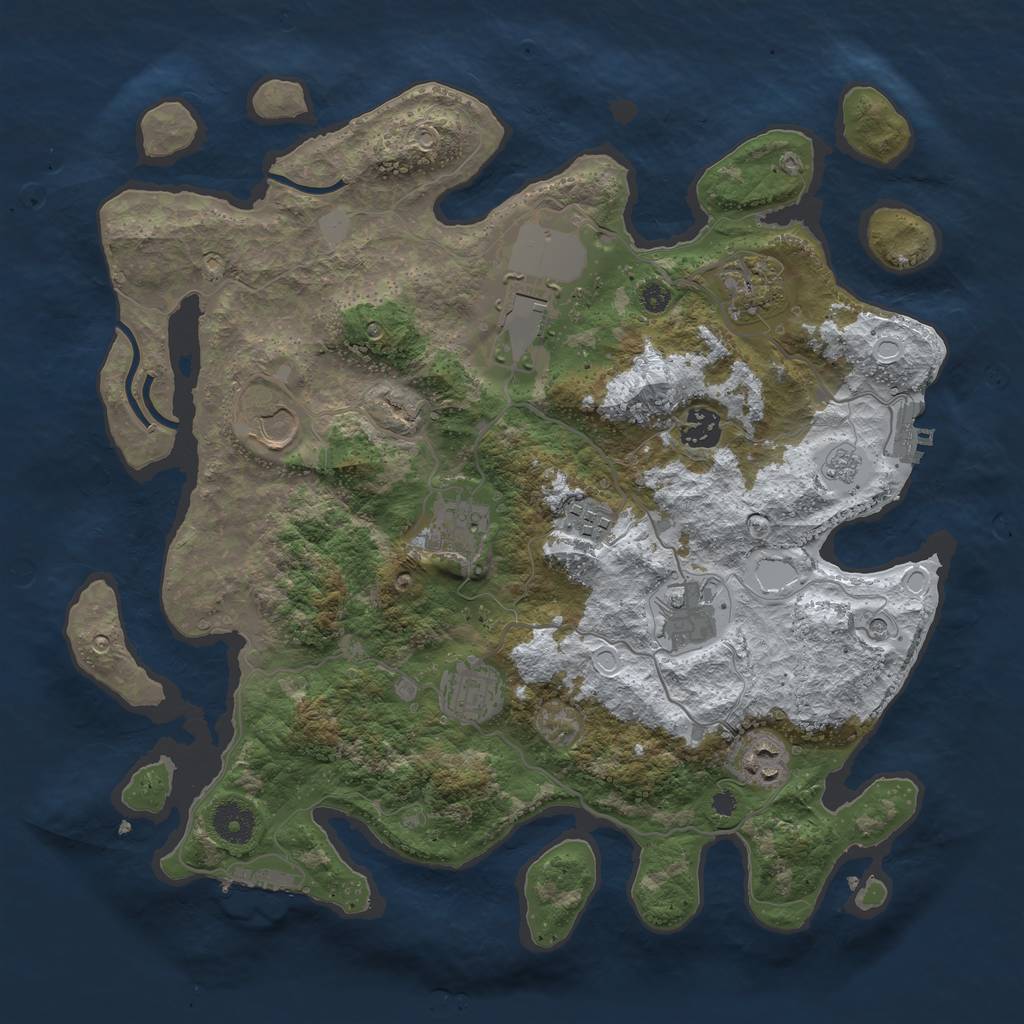 Rust Map: Procedural Map, Size: 3700, Seed: 128, 18 Monuments