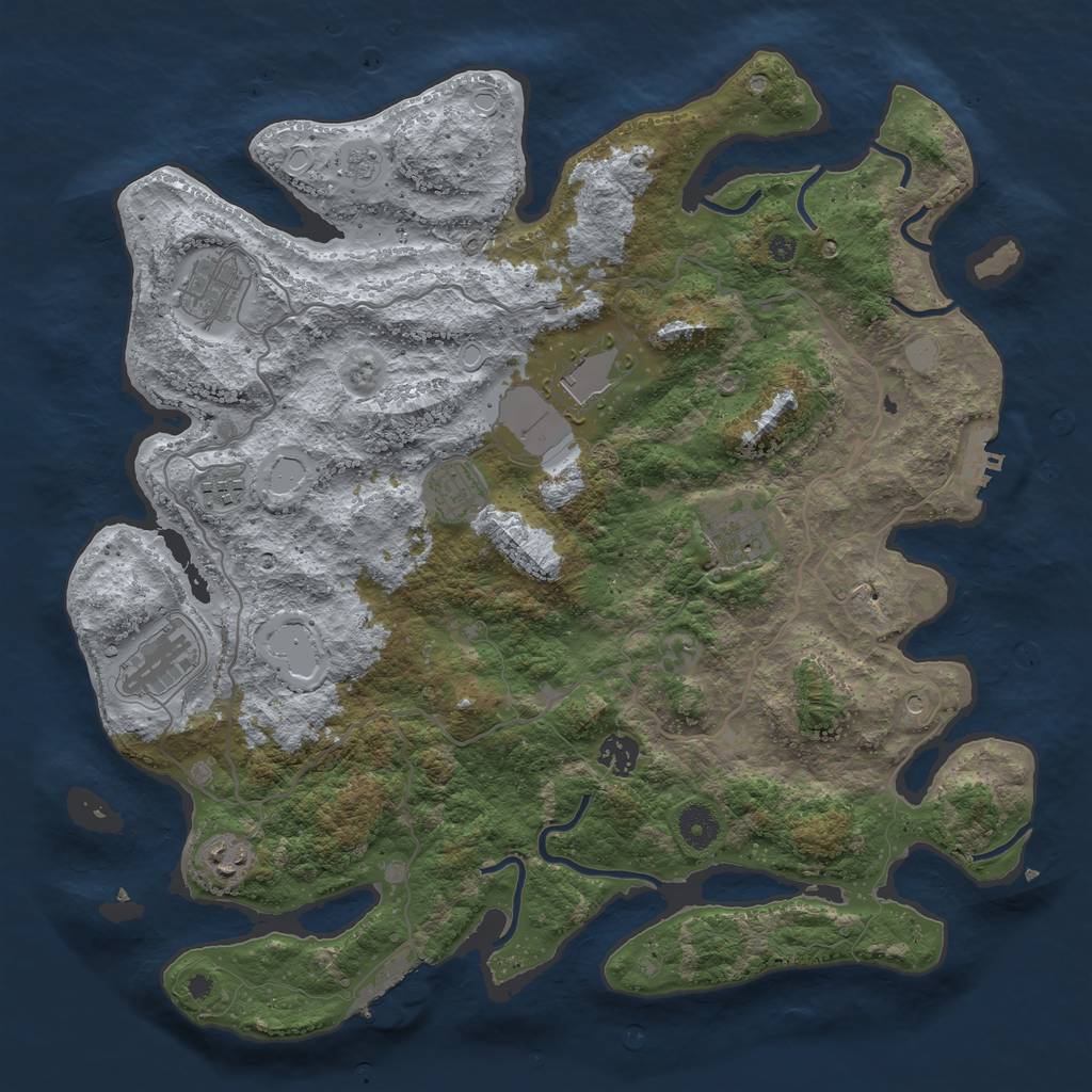 Rust Map: Procedural Map, Size: 4000, Seed: 1876785666, 17 Monuments