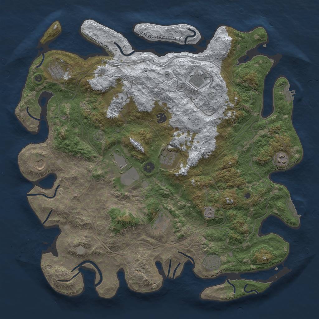 Rust Map: Procedural Map, Size: 4500, Seed: 1062586644, 20 Monuments