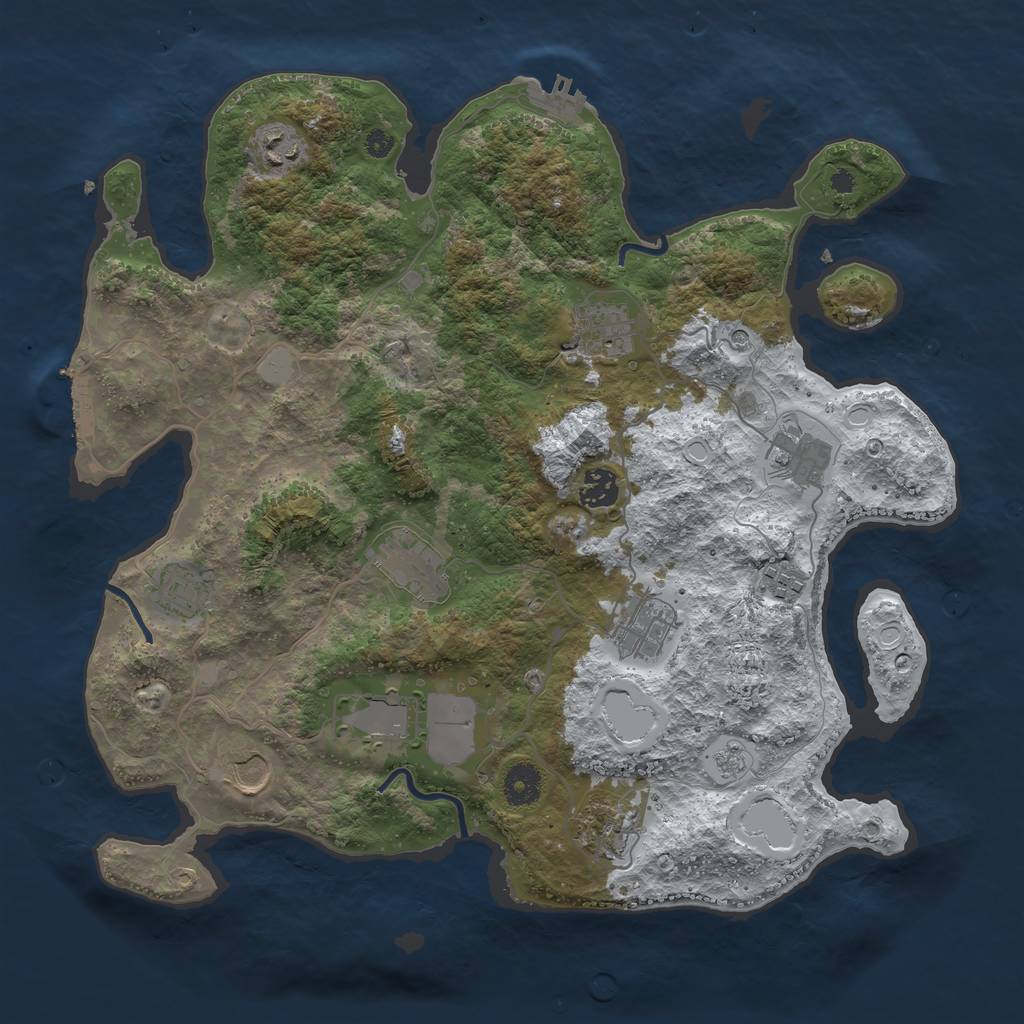 Rust Map: Procedural Map, Size: 3800, Seed: 535, 20 Monuments