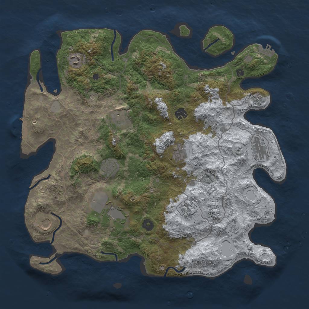 Rust Map: Procedural Map, Size: 4000, Seed: 535, 19 Monuments