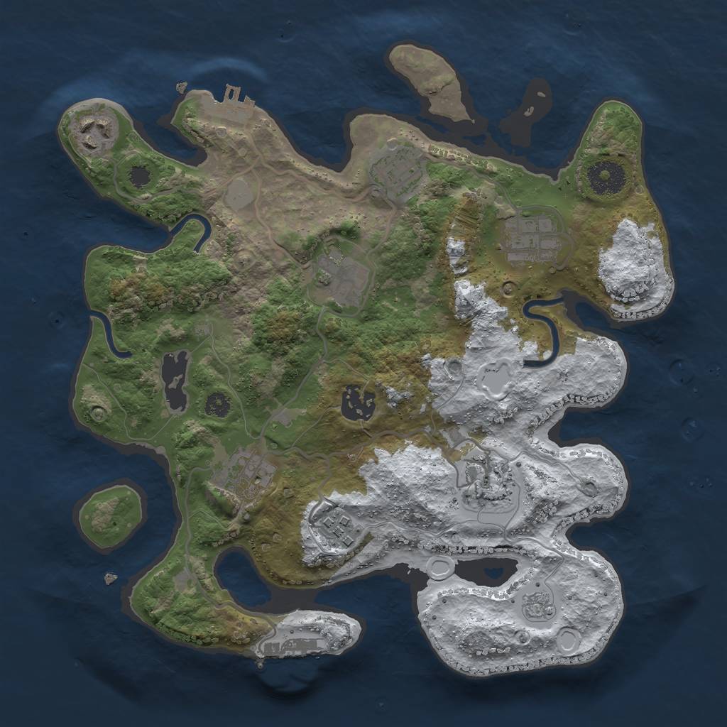 Rust Map: Procedural Map, Size: 3000, Seed: 1482476754, 16 Monuments