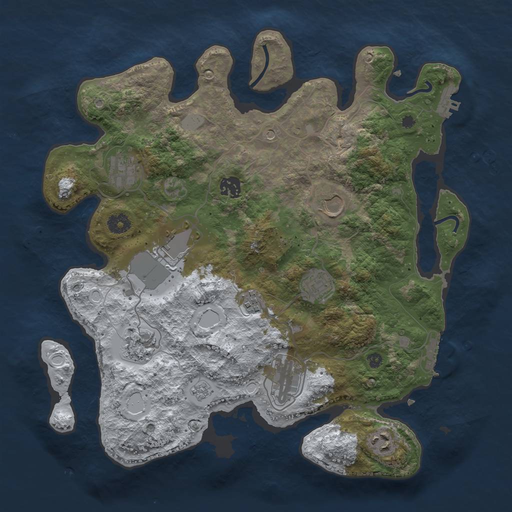 Rust Map: Procedural Map, Size: 3500, Seed: 423978, 18 Monuments