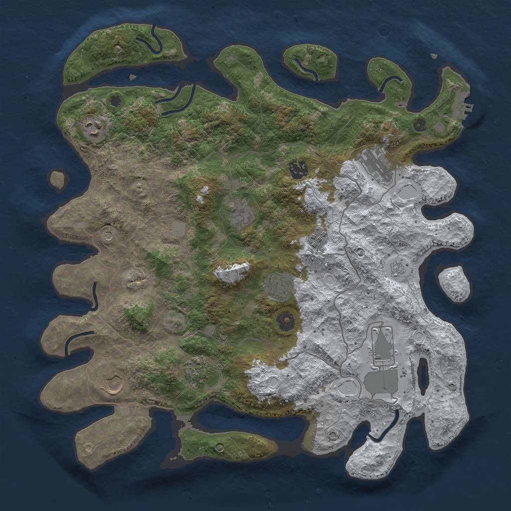 Rust Map: Procedural Map, Size: 4000, Seed: 239698958, 17 Monuments