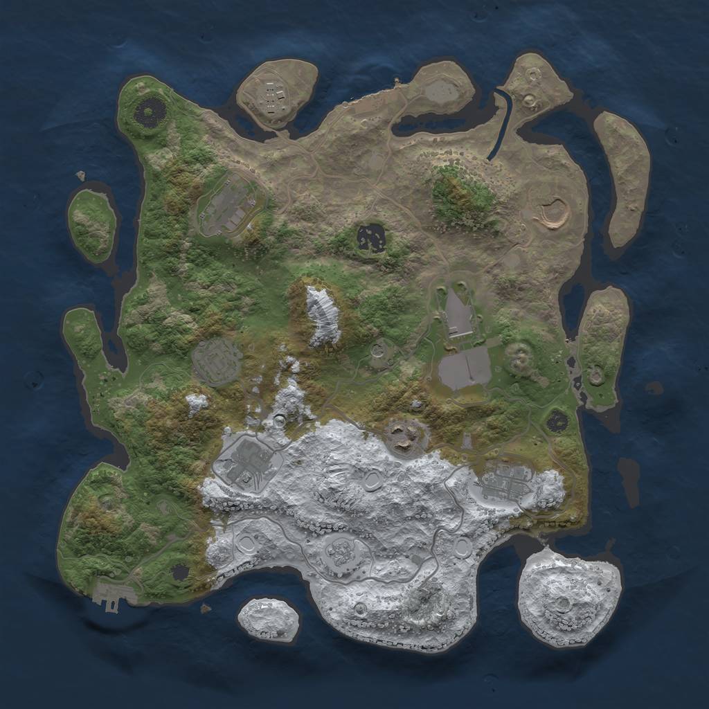 Rust Map: Procedural Map, Size: 3500, Seed: 8754202, 18 Monuments