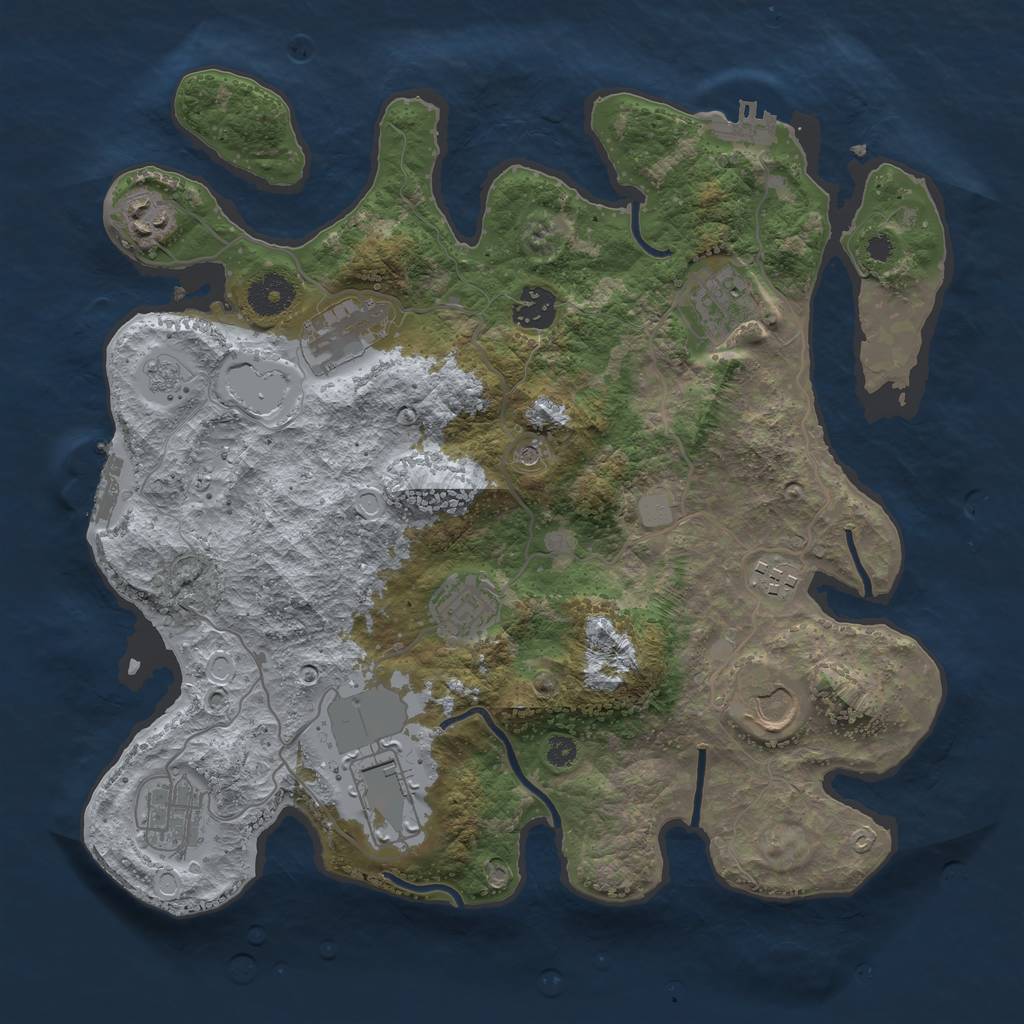 Rust Map: Procedural Map, Size: 3500, Seed: 2400, 18 Monuments