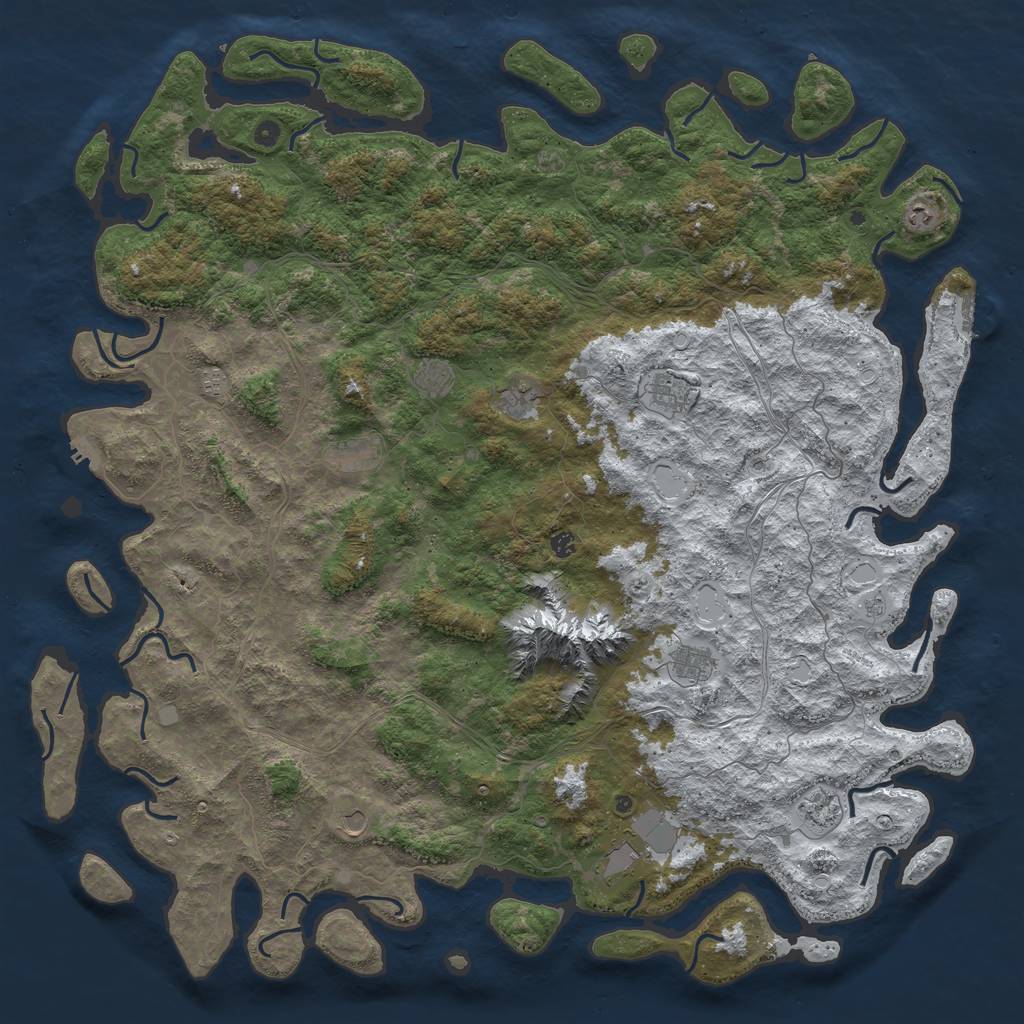 Rust Map: Procedural Map, Size: 6000, Seed: 6343456, 20 Monuments