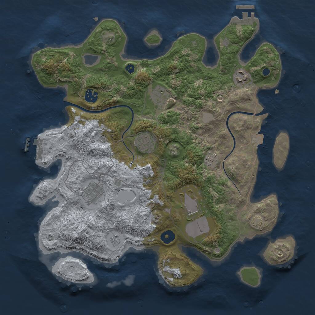 Rust Map: Procedural Map, Size: 3500, Seed: 663932088, 13 Monuments