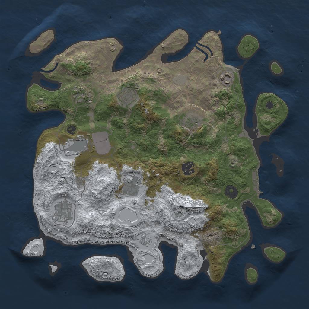 Rust Map: Procedural Map, Size: 3500, Seed: 1093223036, 16 Monuments
