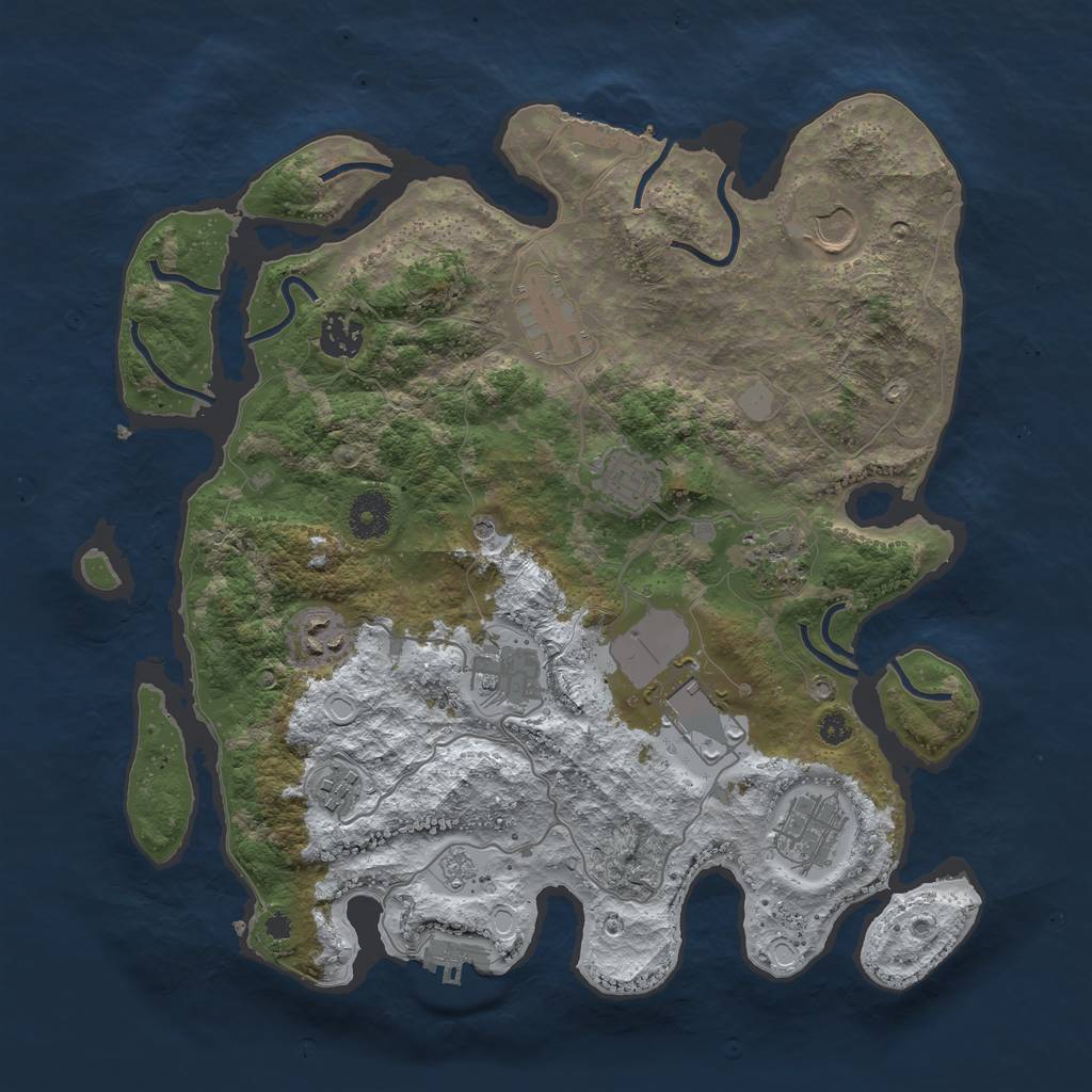 Rust Map: Procedural Map, Size: 3600, Seed: 2609960, 19 Monuments