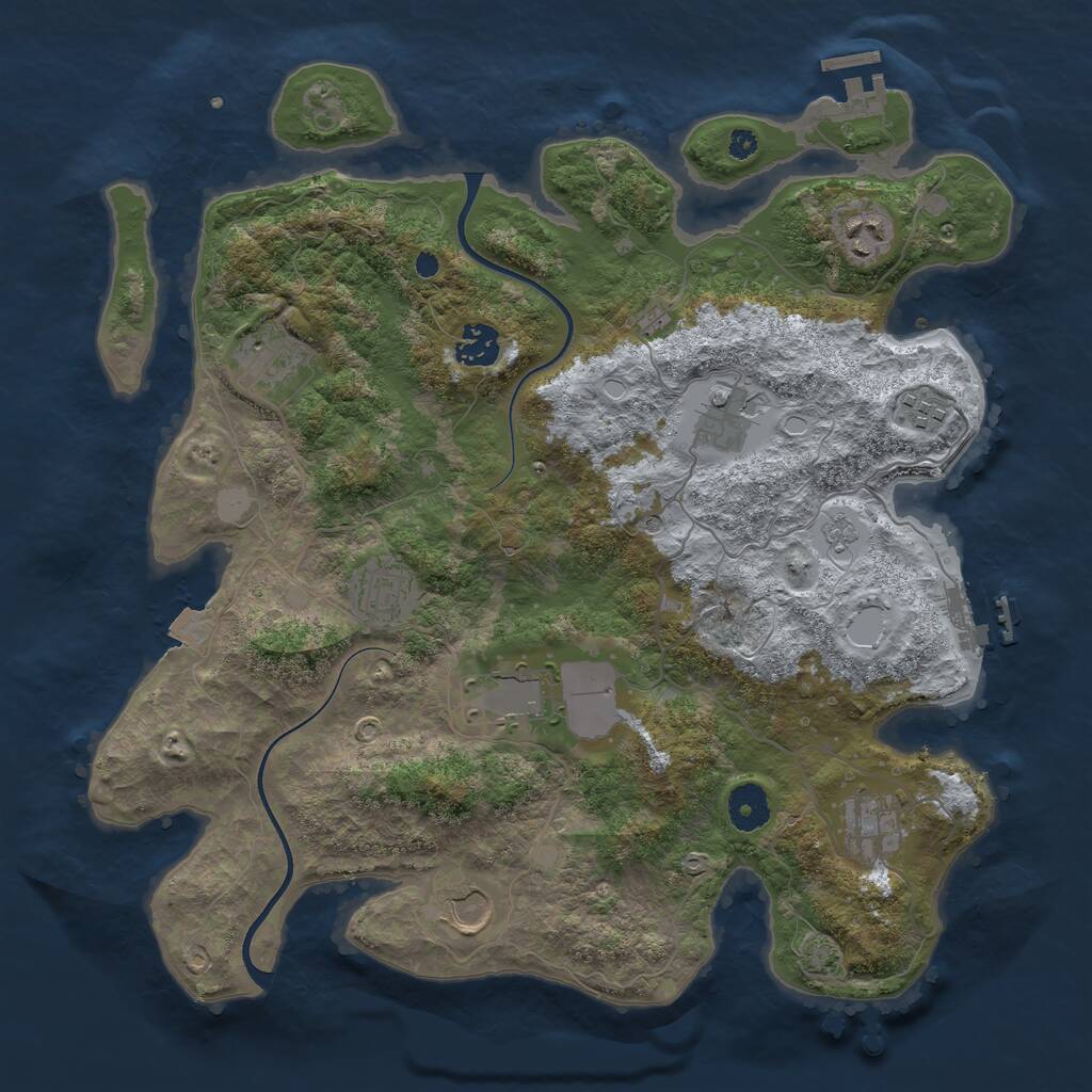 Rust Map: Procedural Map, Size: 3700, Seed: 1615787134, 15 Monuments