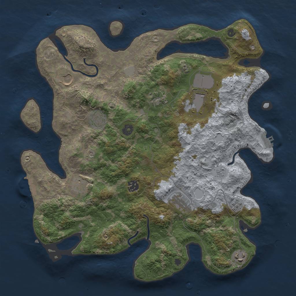 Rust Map: Procedural Map, Size: 3850, Seed: 91567579, 18 Monuments