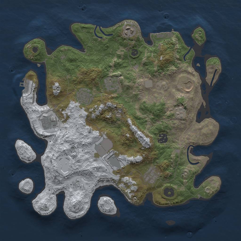 Rust Map: Procedural Map, Size: 3500, Seed: 164893704, 18 Monuments