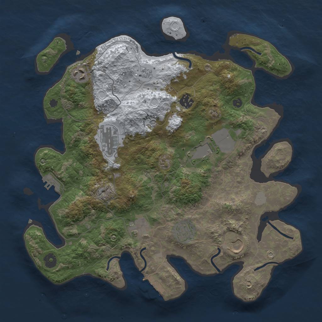 Rust Map: Procedural Map, Size: 3500, Seed: 372781, 16 Monuments