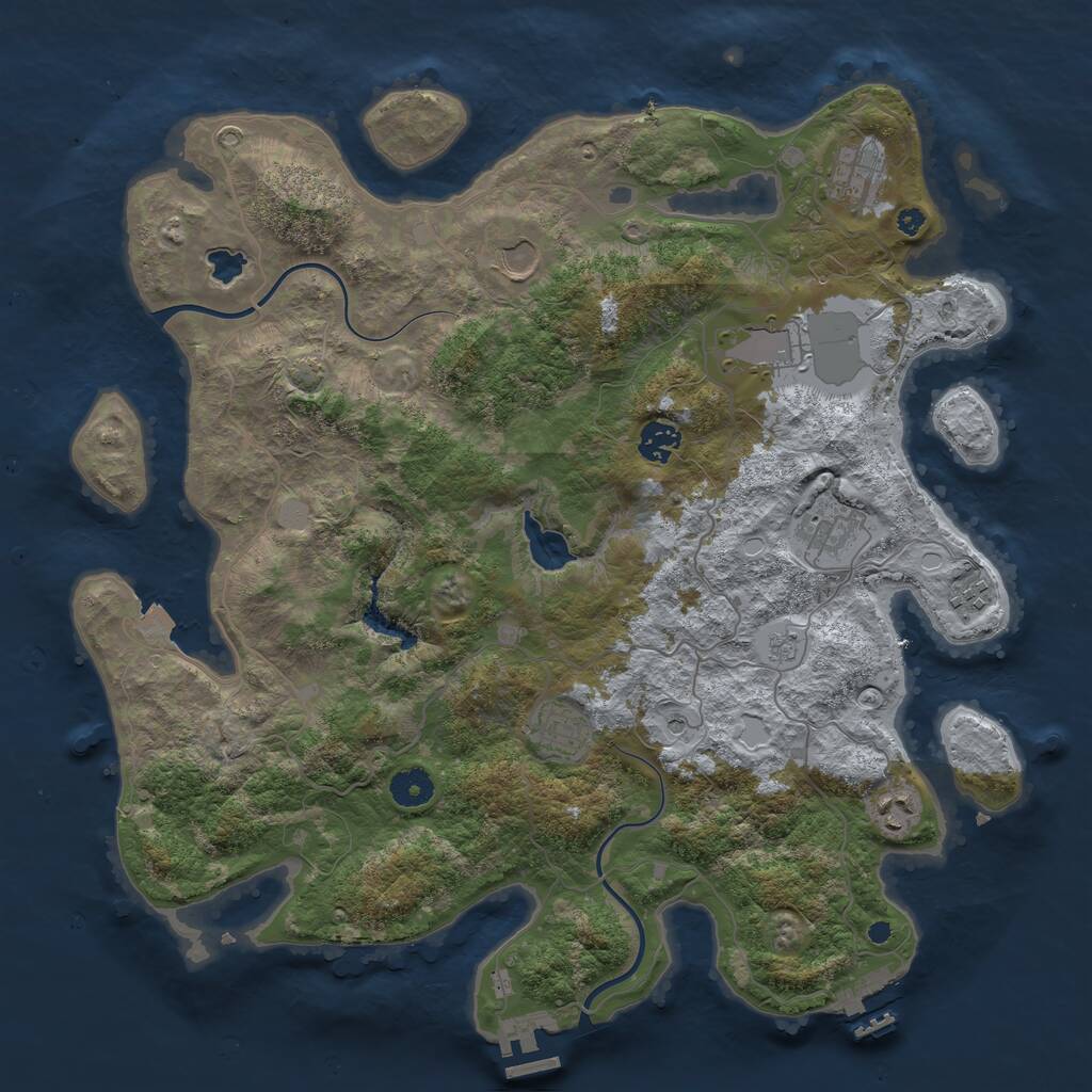 Rust Map: Procedural Map, Size: 4000, Seed: 91567579, 14 Monuments