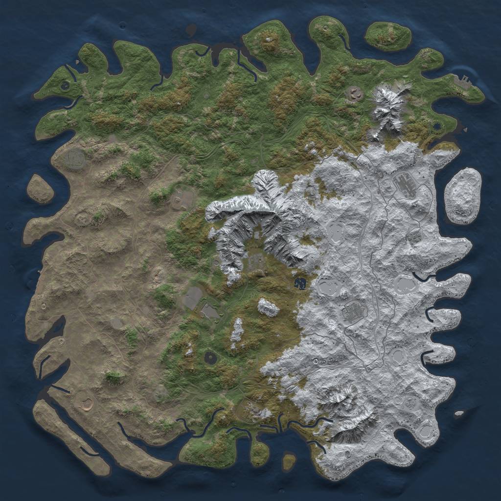 Rust Map: Procedural Map, Size: 6000, Seed: 171224618, 20 Monuments