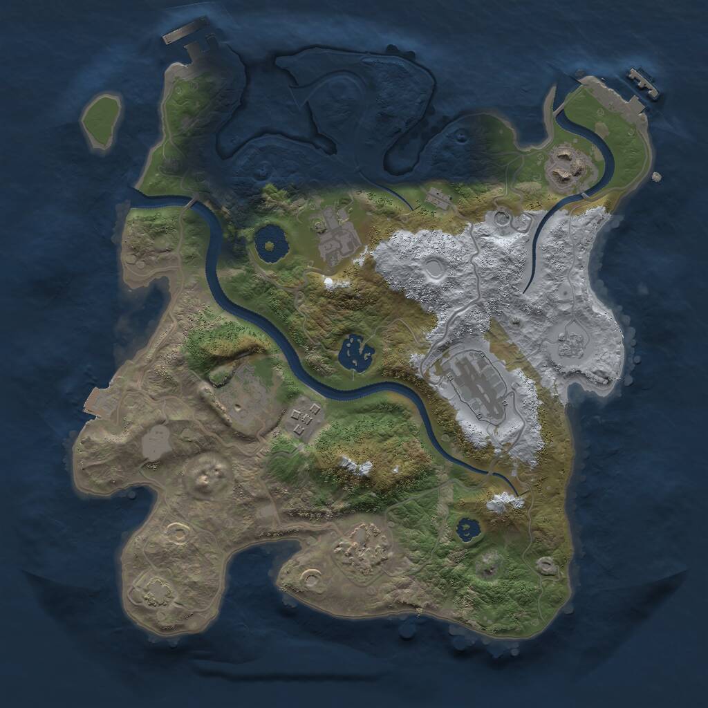 Rust Map: Procedural Map, Size: 3000, Seed: 1615787134, 13 Monuments