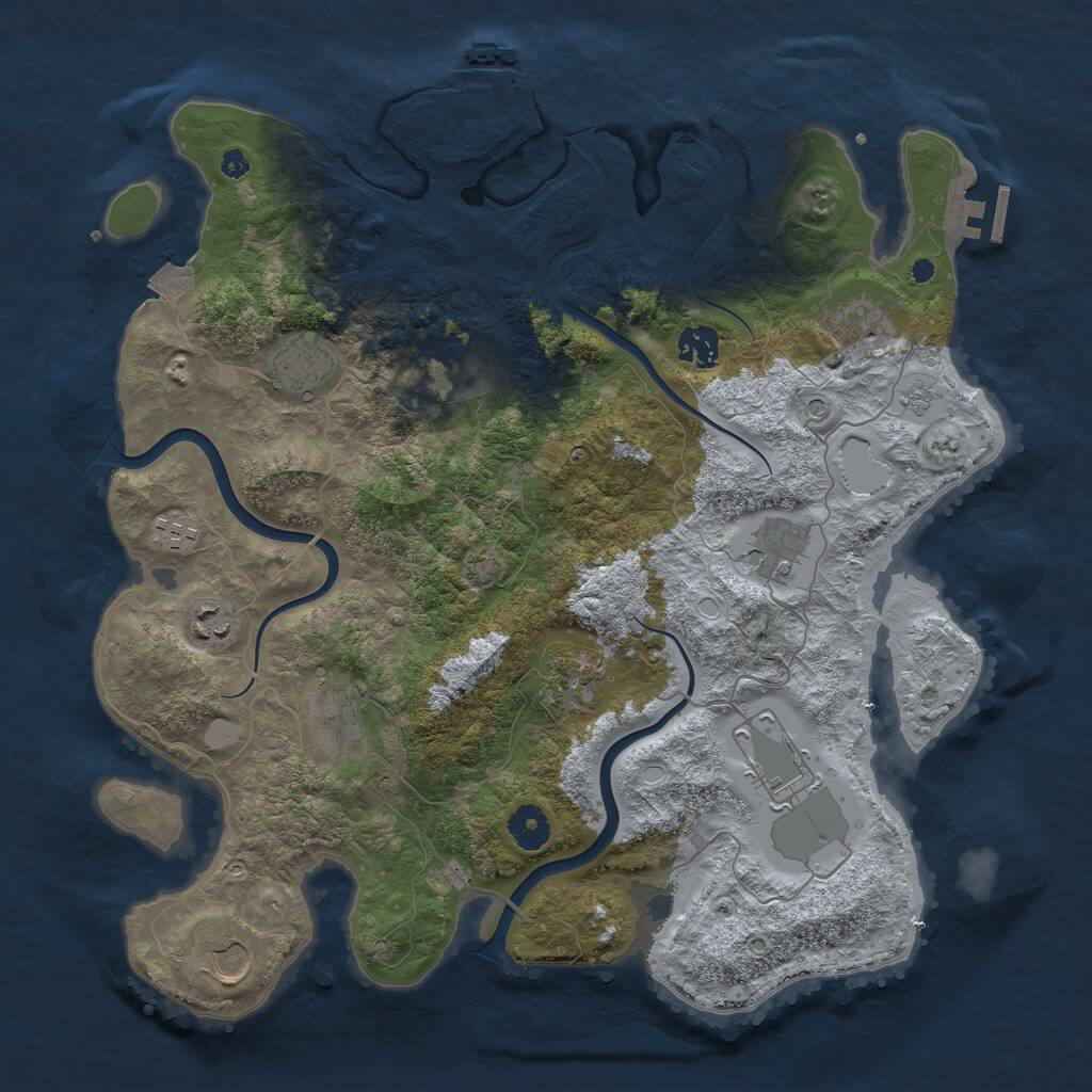 Rust Map: Procedural Map, Size: 3850, Seed: 212390013, 17 Monuments