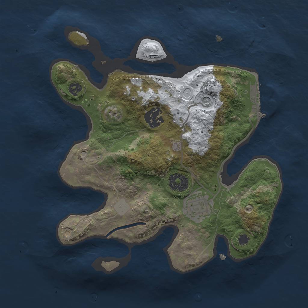 Rust Map: Procedural Map, Size: 2400, Seed: 2684, 9 Monuments
