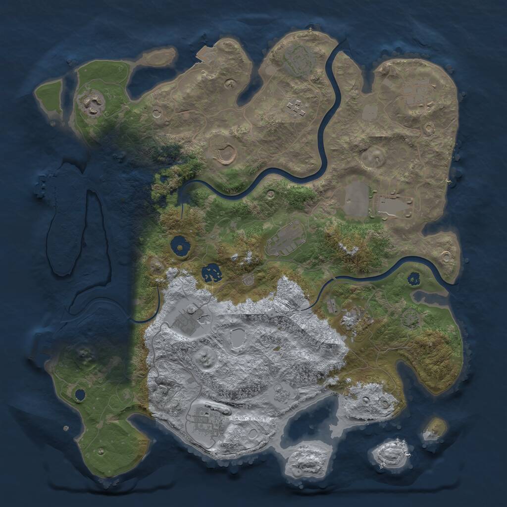 Rust Map: Procedural Map, Size: 3850, Seed: 1389854560, 17 Monuments