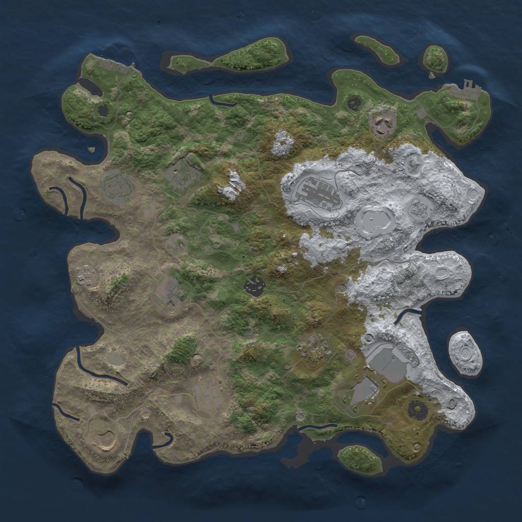 Rust Map: Procedural Map, Size: 3850, Seed: 1086746174, 20 Monuments