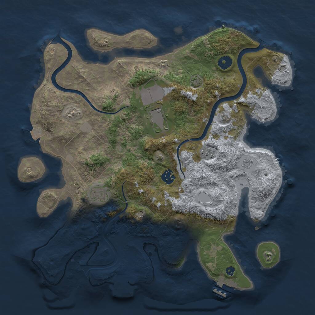 Rust Map: Procedural Map, Size: 3500, Seed: 1593799457, 10 Monuments