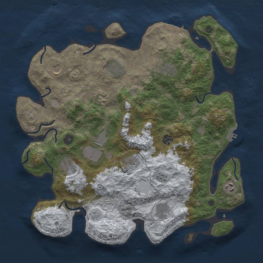 Rust Map: Procedural Map, Size: 3850, Seed: 390661590, 20 Monuments