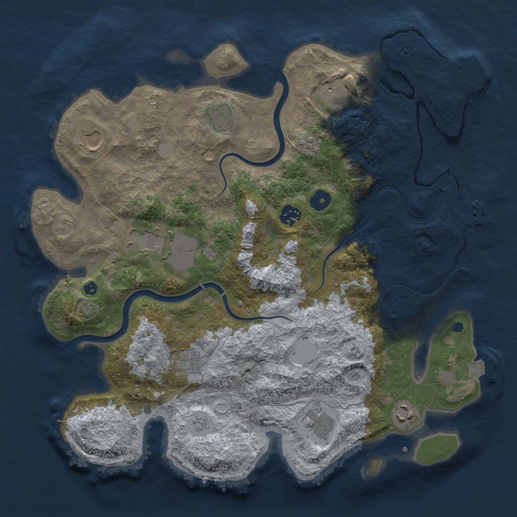 Rust Map: Procedural Map, Size: 3850, Seed: 390661590, 15 Monuments