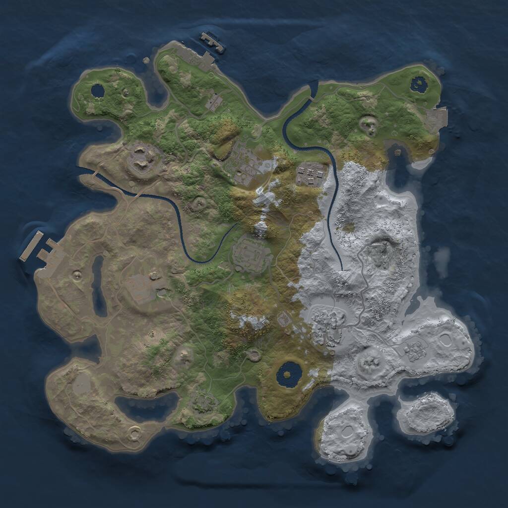 Rust Map: Procedural Map, Size: 3000, Seed: 92092923, 11 Monuments