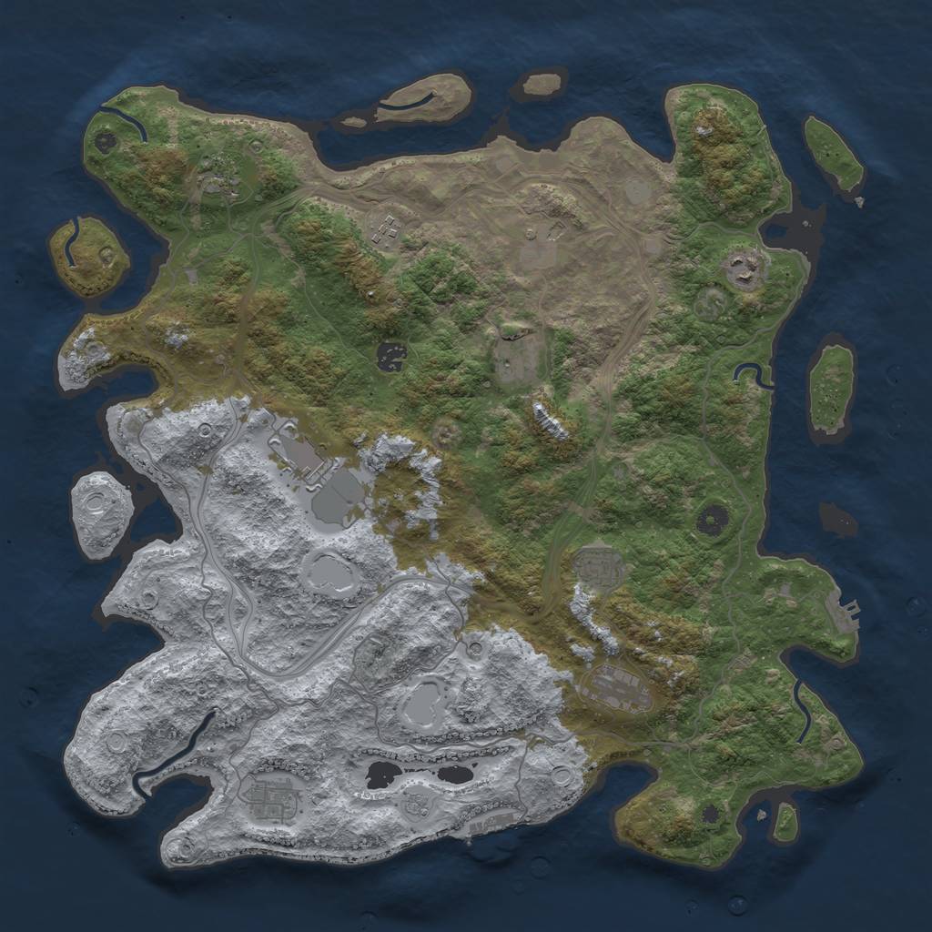 Rust Map: Procedural Map, Size: 4500, Seed: 612911849, 17 Monuments