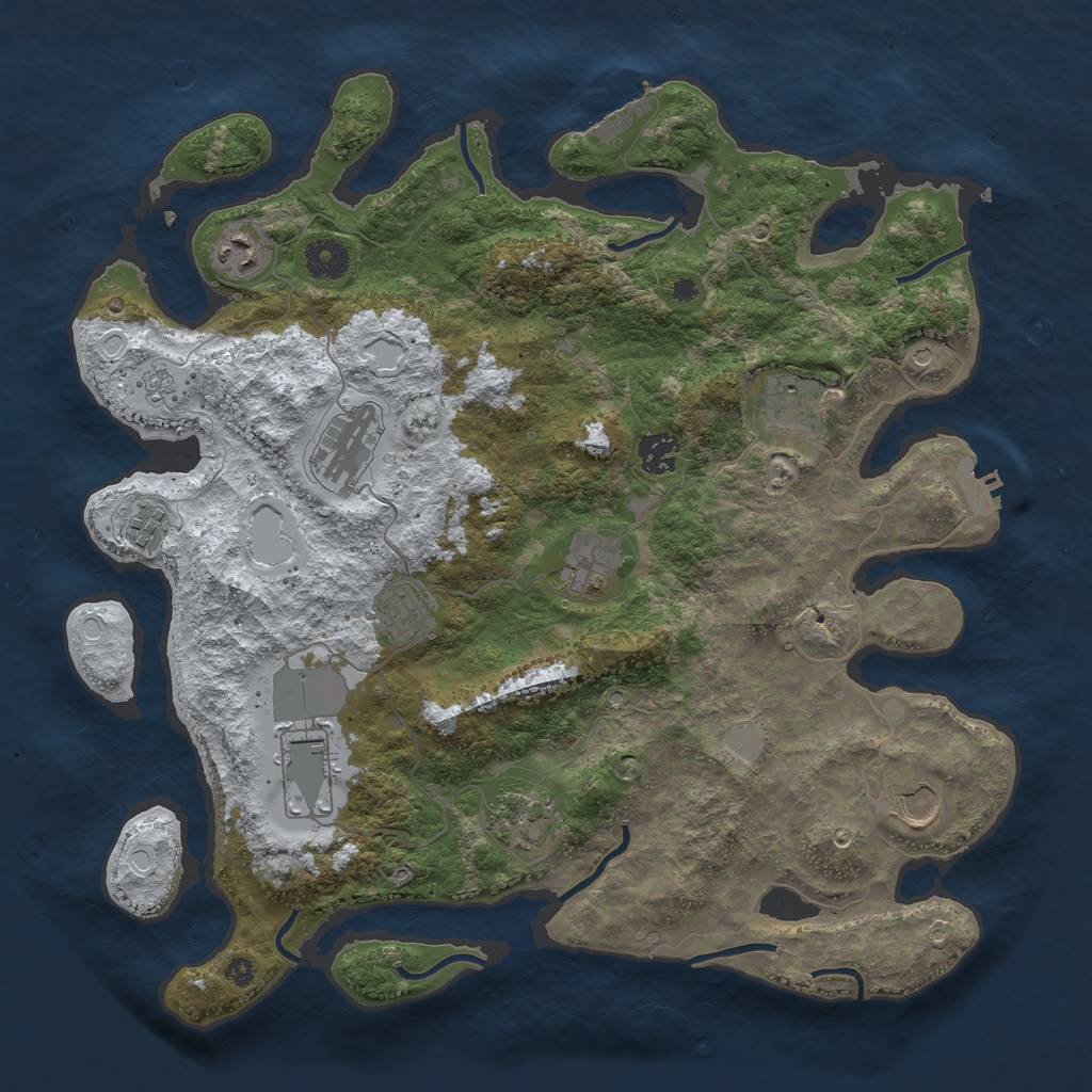 Rust Map: Procedural Map, Size: 3850, Seed: 912717799, 19 Monuments