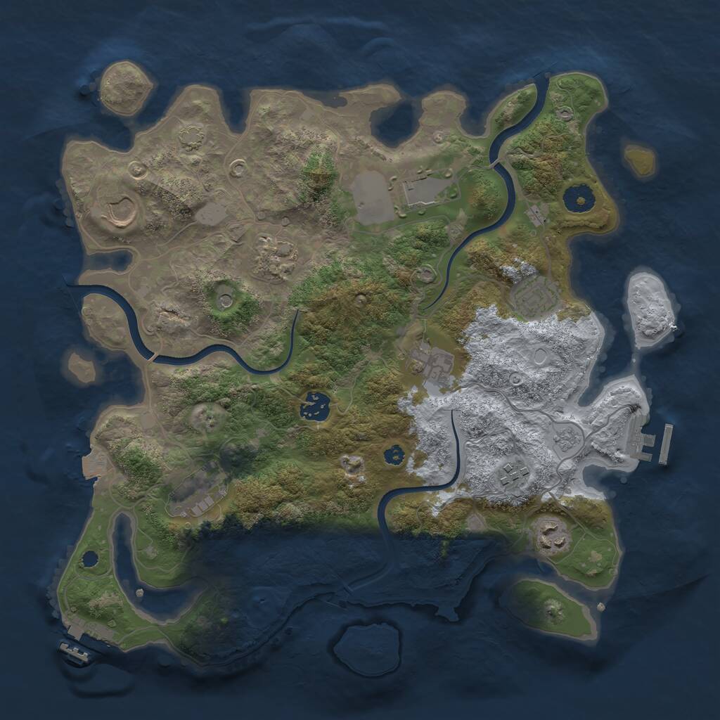 Rust Map: Procedural Map, Size: 3600, Seed: 11152532, 15 Monuments