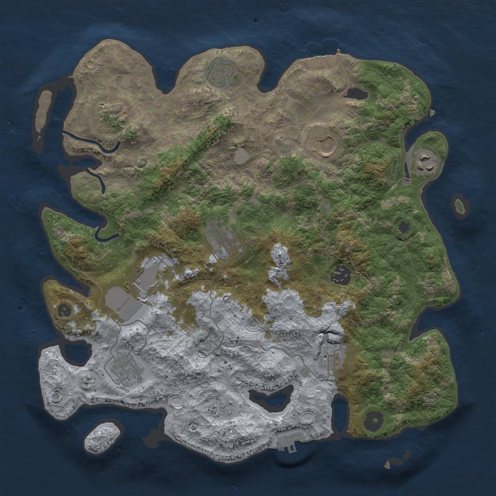 Rust Map: Procedural Map, Size: 3700, Seed: 754896703, 18 Monuments