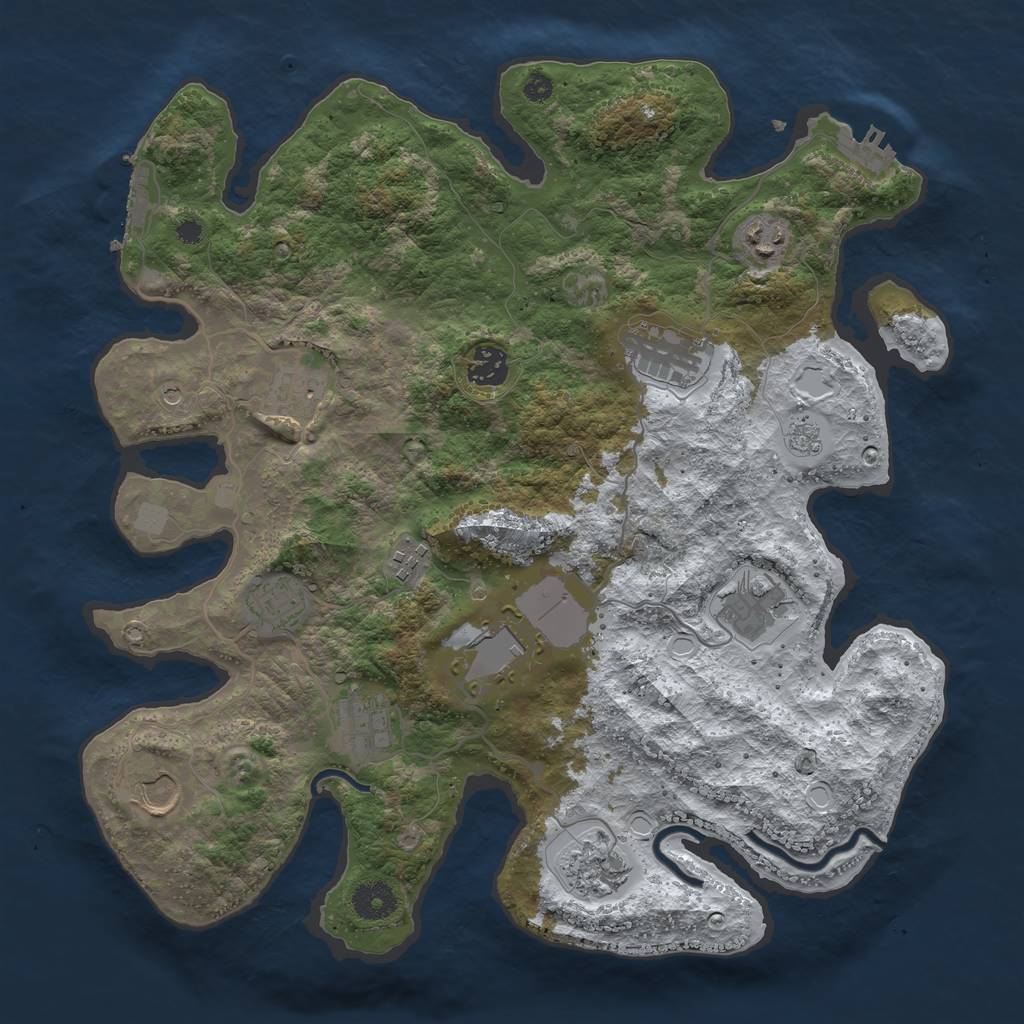 Rust Map: Procedural Map, Size: 3700, Seed: 883078704, 20 Monuments