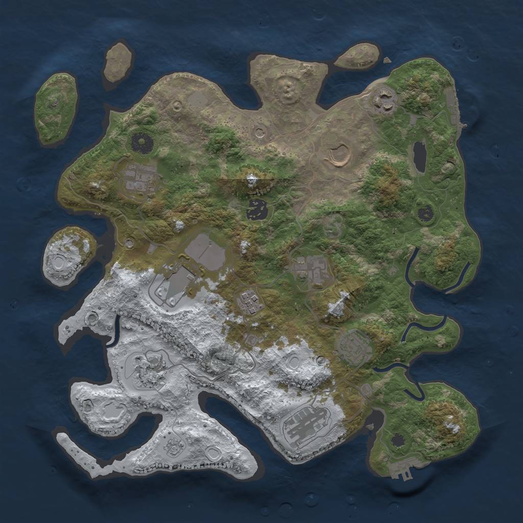 Rust Map: Procedural Map, Size: 3500, Seed: 24944, 19 Monuments