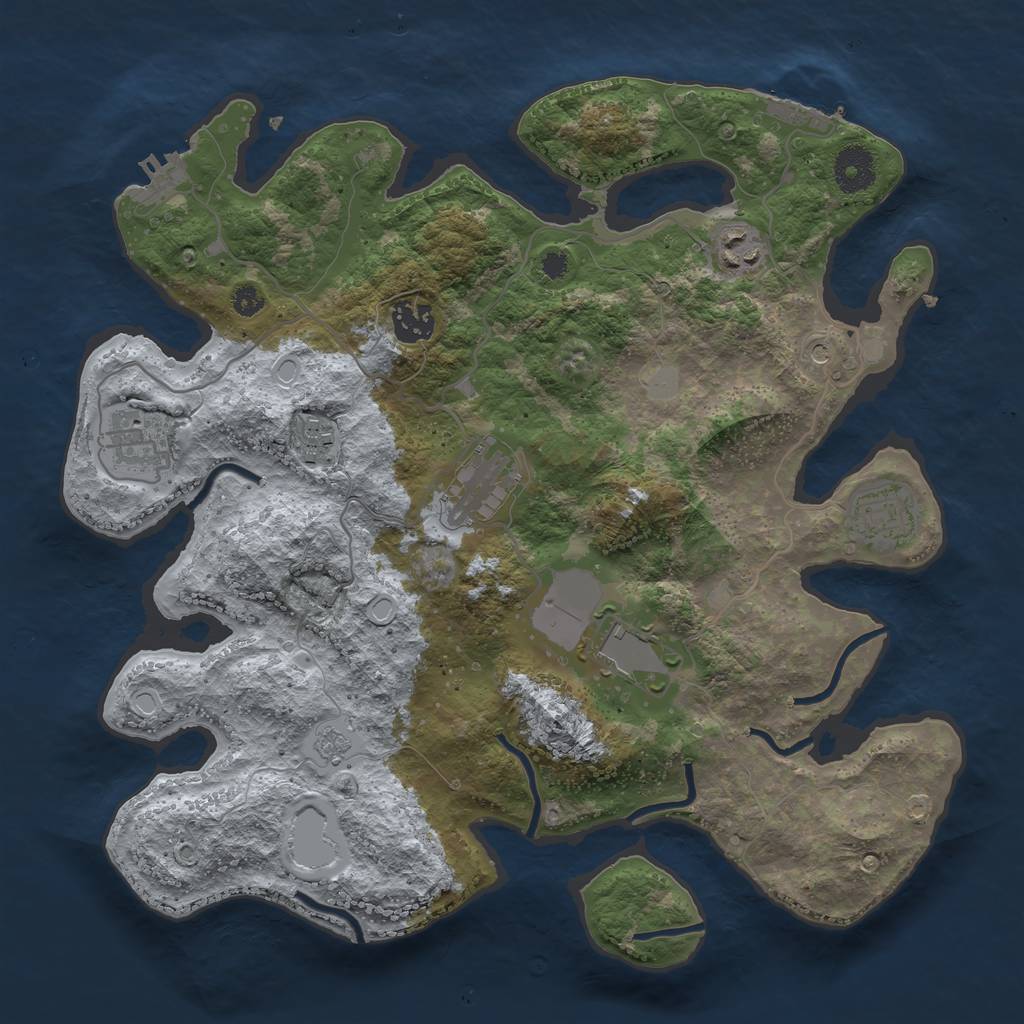 Rust Map: Procedural Map, Size: 3500, Seed: 63144030, 16 Monuments