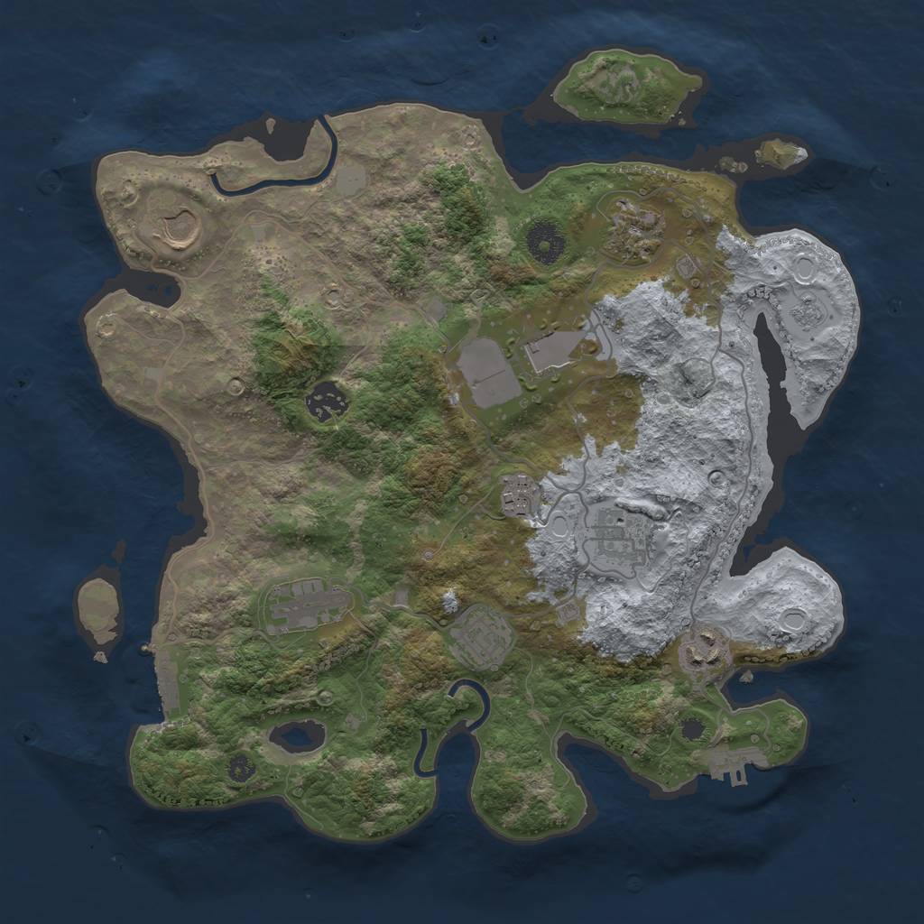 Rust Map: Procedural Map, Size: 3500, Seed: 1287855343, 17 Monuments