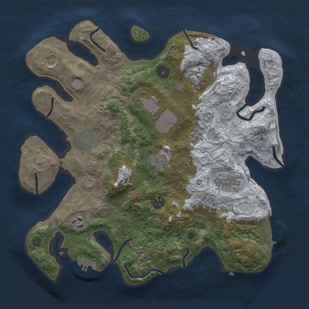 Rust Map: Procedural Map, Size: 3500, Seed: 1601525450, 18 Monuments