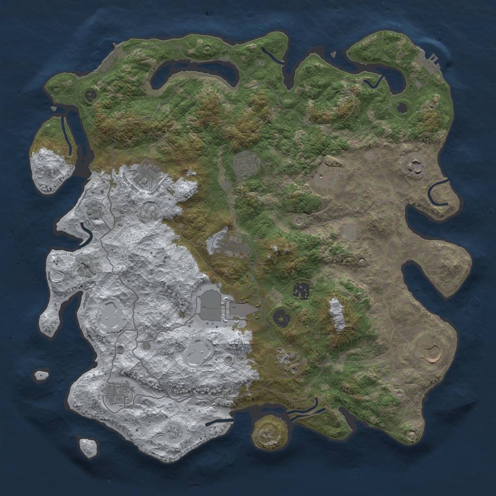Rust Map: Procedural Map, Size: 4249, Seed: 601499169, 20 Monuments