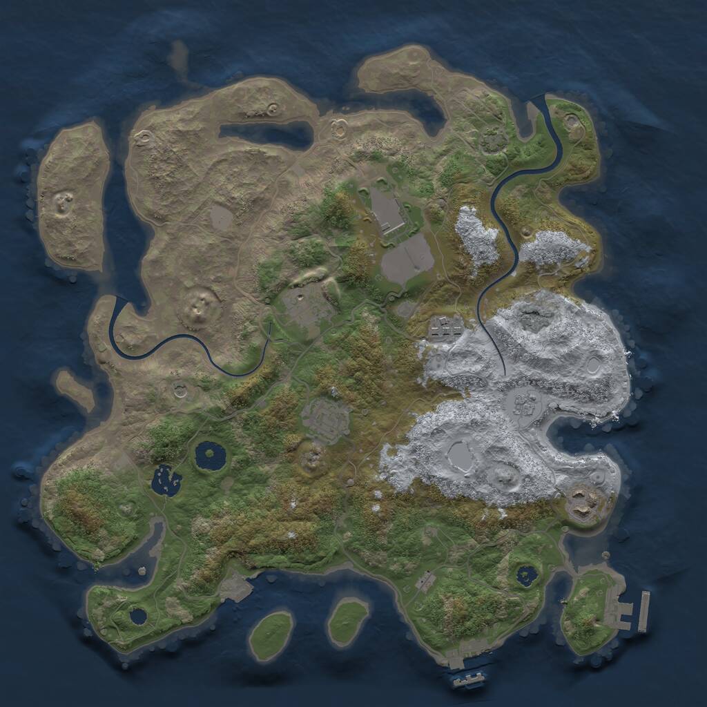 Rust Map: Procedural Map, Size: 3500, Seed: 2002224048, 12 Monuments