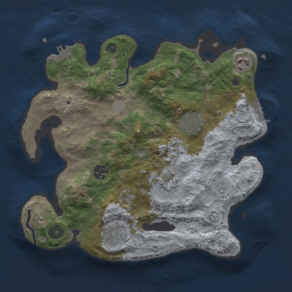 Rust Map: Procedural Map, Size: 3000, Seed: 1766558870, 14 Monuments