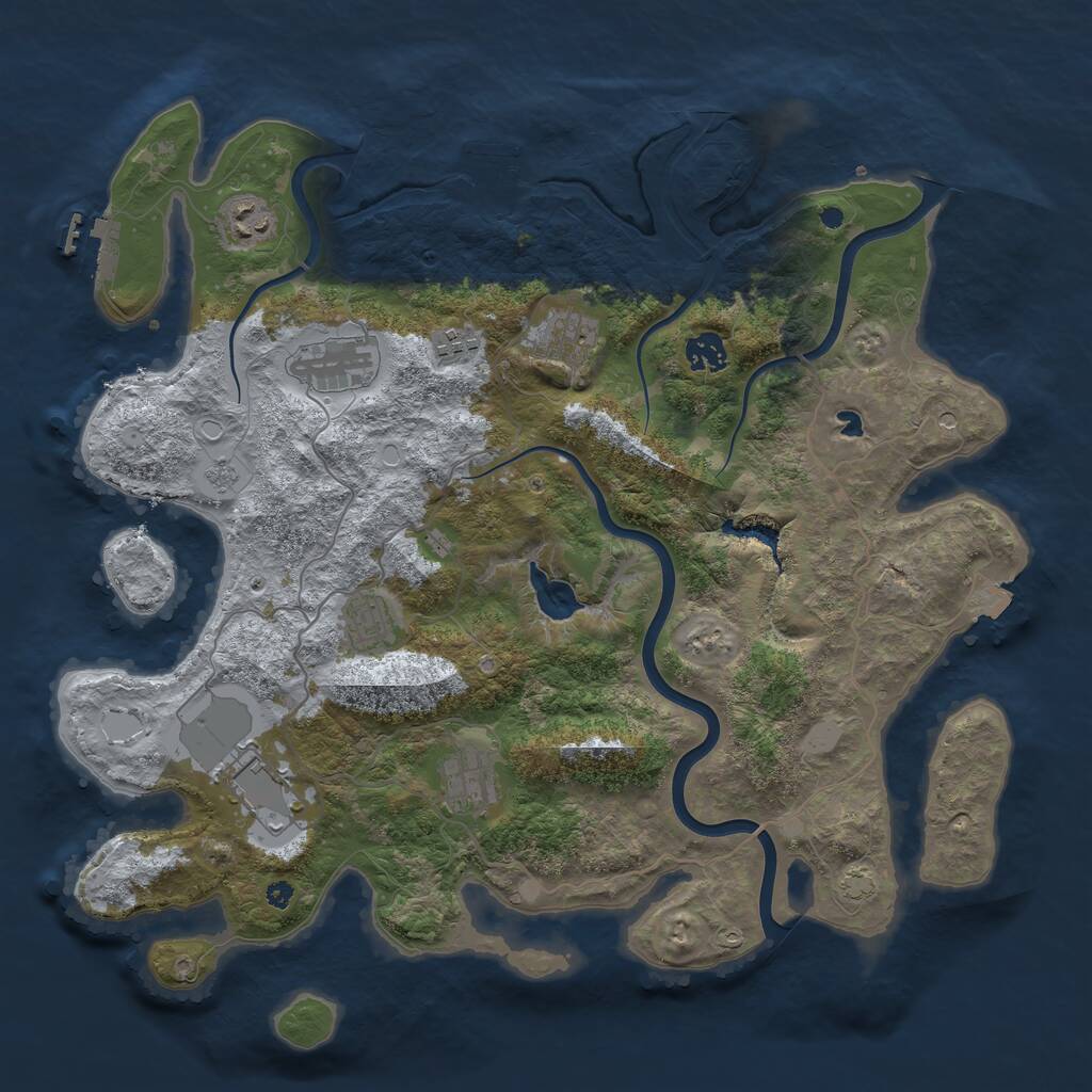 Rust Map: Procedural Map, Size: 4000, Seed: 1740198227, 14 Monuments