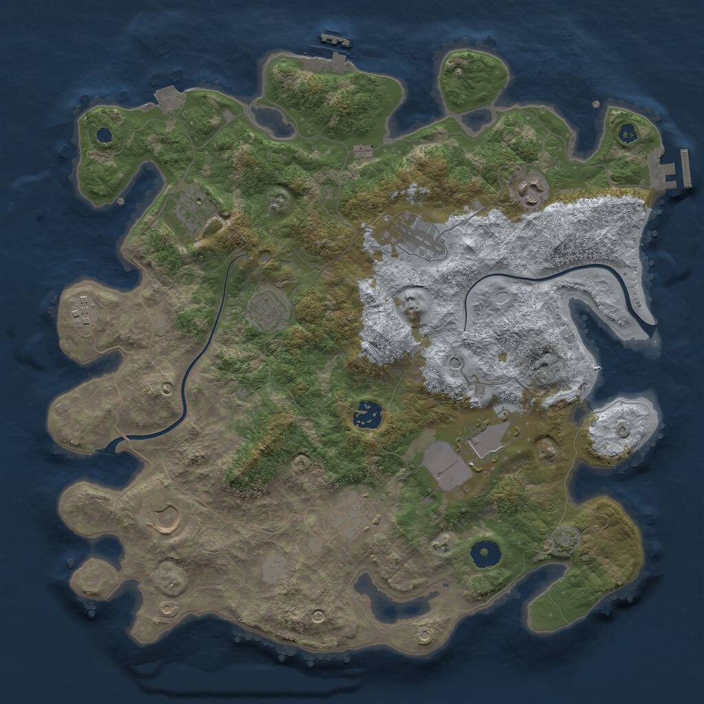 Rust Map: Procedural Map, Size: 3700, Seed: 11119613, 14 Monuments