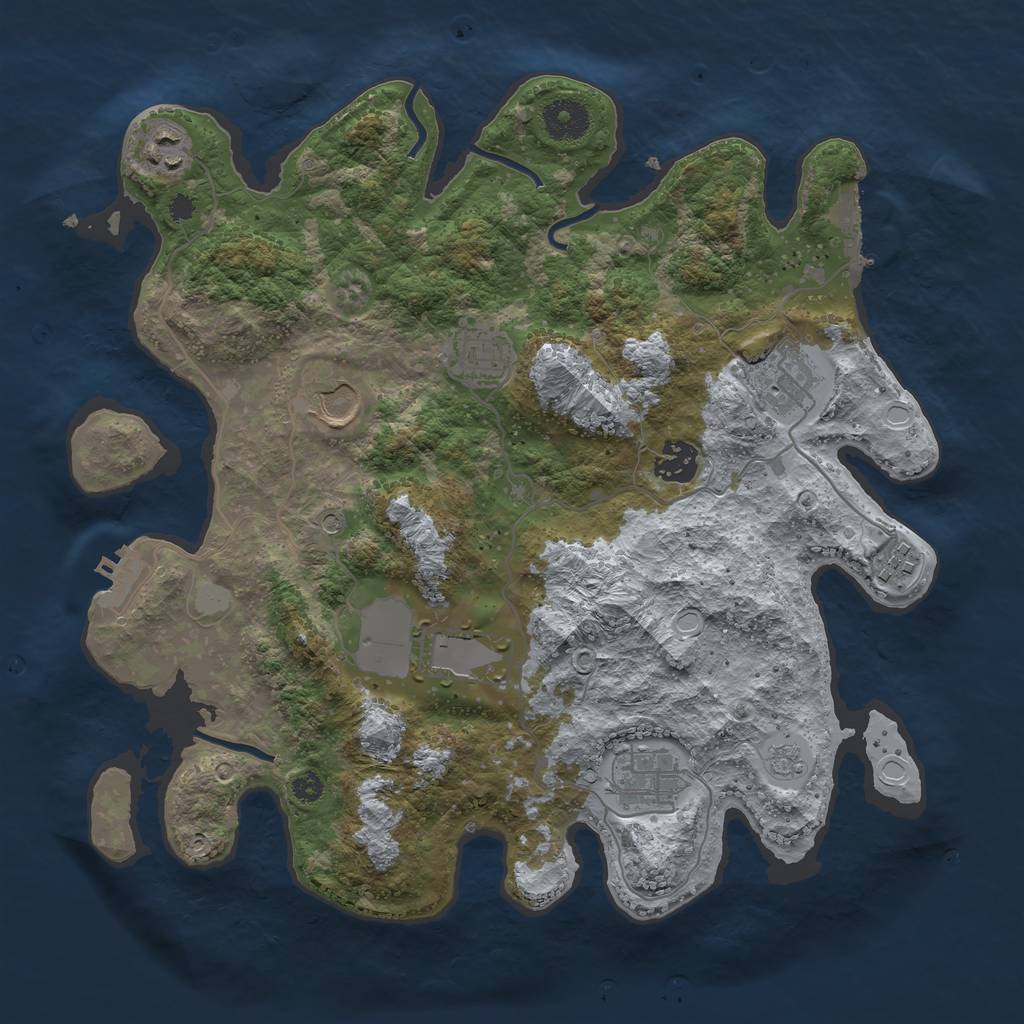 Rust Map: Procedural Map, Size: 3500, Seed: 823756, 17 Monuments