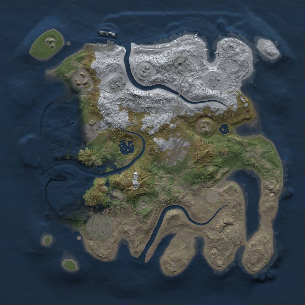 Rust Map: Procedural Map, Size: 3000, Seed: 2025728753, 12 Monuments