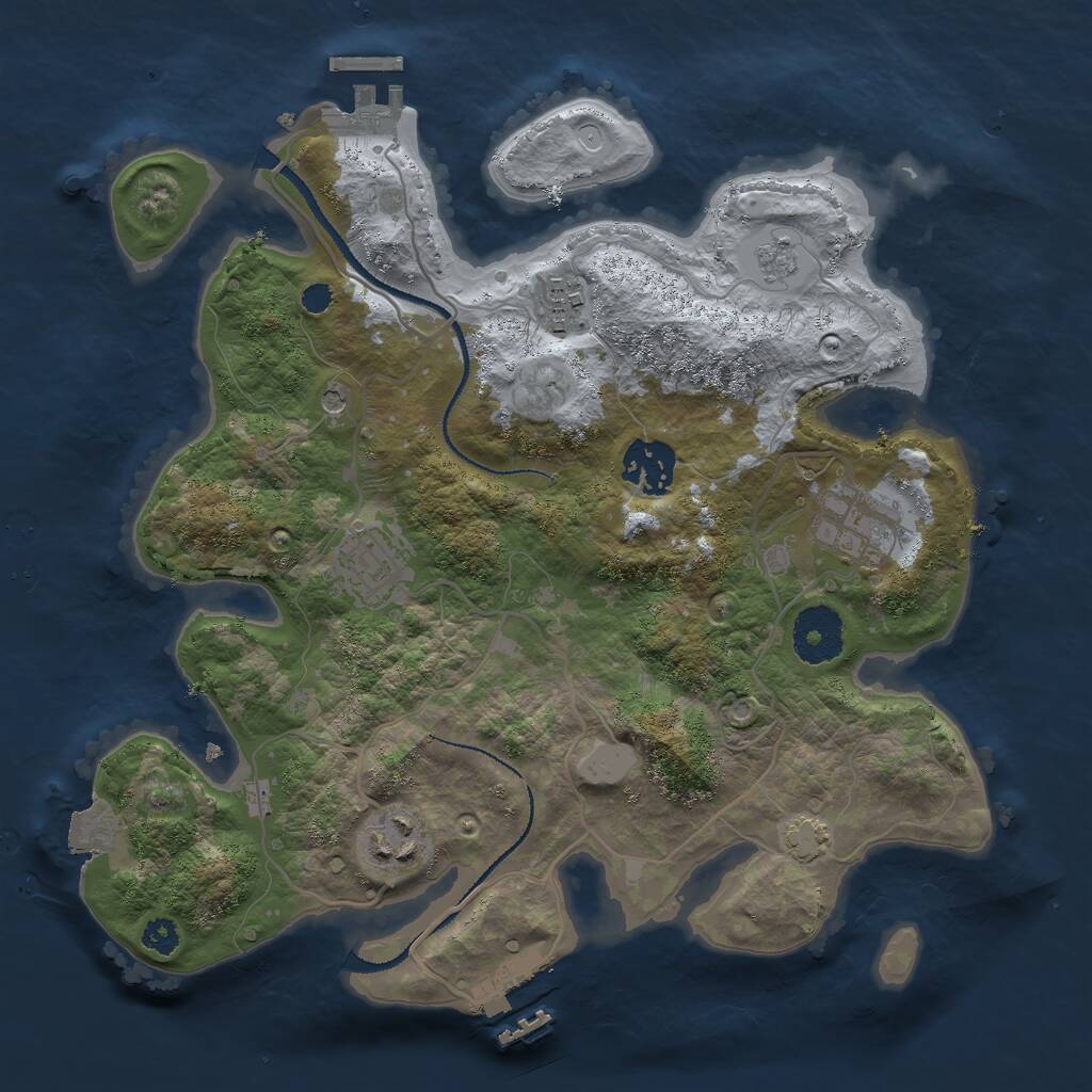 Rust Map: Procedural Map, Size: 3000, Seed: 45450721, 11 Monuments