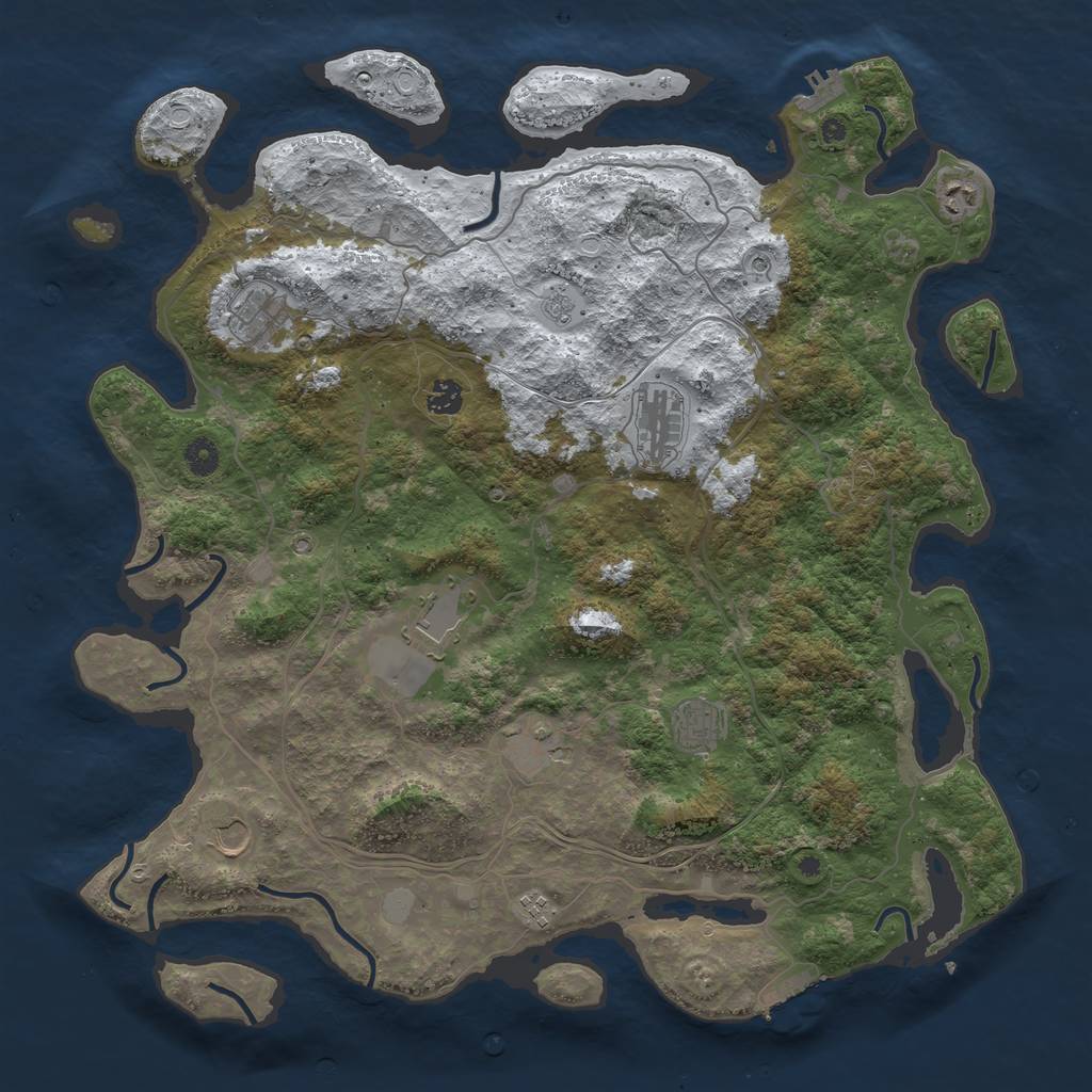 Rust Map: Procedural Map, Size: 4500, Seed: 1466080974, 18 Monuments