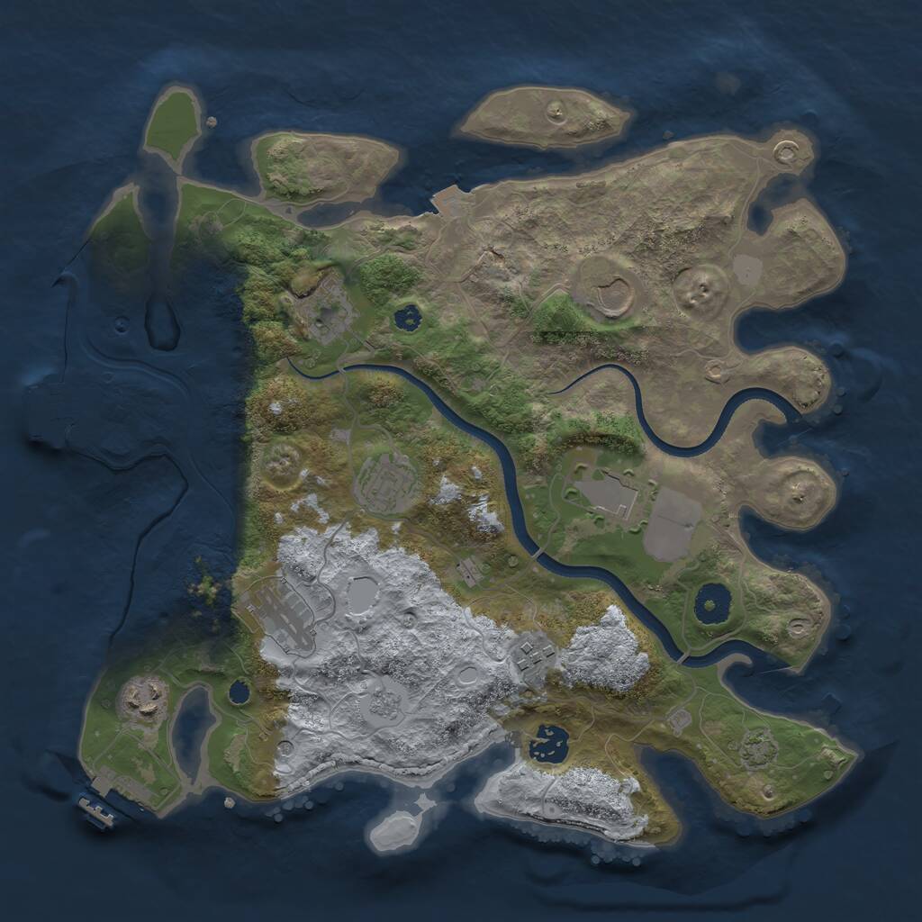 Rust Map: Procedural Map, Size: 3500, Seed: 37362, 14 Monuments