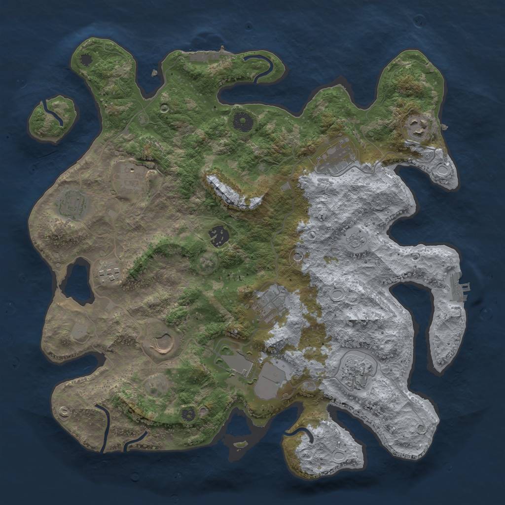Rust Map: Procedural Map, Size: 3750, Seed: 35648641, 17 Monuments